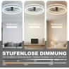DATO Ventilateur de plafond avec éclairage, 3 températures de couleur et 6 vitesses, application/télécommande, silencieux, inten
