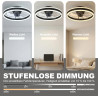 DATO Ventilateur de plafond avec éclairage, 3 températures de couleur et 6 vitesses, application/télécommande, silencieux, inten