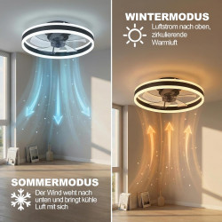 DATO Ventilateur de plafond avec éclairage, 3 températures de couleur et 6 vitesses, application/télécommande, silencieux, inten