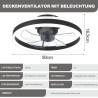 DATO Ventilateur de plafond avec éclairage, 3 températures de couleur et 6 vitesses, application/télécommande, silencieux, inten