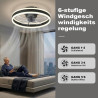 DATO Ventilateur de plafond avec éclairage, 3 températures de couleur et 6 vitesses, application/télécommande, silencieux, inten