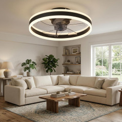 DATO Ventilateur de plafond avec éclairage, 3 températures de couleur et 6 vitesses, application/télécommande, silencieux, inten