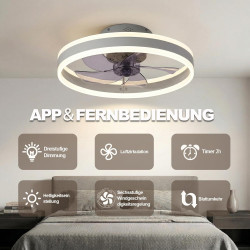 DATO Ventilateur de plafond avec éclairage, 3 températures de couleur et 6 vitesses, application/télécommande, silencieux, inten