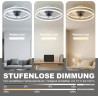 DATO Ventilateur de plafond avec éclairage, 3 températures de couleur et 6 vitesses, application/télécommande, silencieux, inten