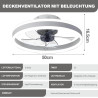 DATO Ventilateur de plafond avec éclairage, 3 températures de couleur et 6 vitesses, application/télécommande, silencieux, inten