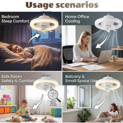 Ventilateur de Plafond avec Lumiere, Ventilateur de Plafond avec Eclairage et Télécommande, 26 cm, 3 températures de couleur, mi