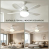 52cm Ventilateur Plafond avec Lumière E27, Plafonnier Ventilateur Silencieux 40W, Lustre Ventilateur de Plafond LED 2400lm, 3 Vi