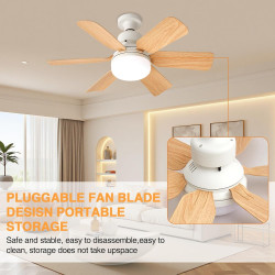 52cm Ventilateur Plafond avec Lumière E27, Plafonnier Ventilateur Silencieux 40W, Lustre Ventilateur de Plafond LED 2400lm, 3 Vi