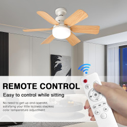 52cm Ventilateur Plafond avec Lumière E27, Plafonnier Ventilateur Silencieux 40W, Lustre Ventilateur de Plafond LED 2400lm, 3 Vi