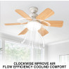52cm Ventilateur Plafond avec Lumière E27, Plafonnier Ventilateur Silencieux 40W, Lustre Ventilateur de Plafond LED 2400lm, 3 Vi