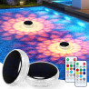 Lumière Piscine Flottante Solaire, 2 Pièce Lampes Solaires Flottantes pour Piscine avec Télécommande, 9 Couleurs et 3 Modes RGB,