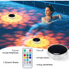 Lumière Piscine Flottante Solaire, 2 Pièce Lampes Solaires Flottantes pour Piscine avec Télécommande, 9 Couleurs et 3 Modes RGB,