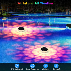 Lumière Piscine Flottante Solaire, 2 Pièce Lampes Solaires Flottantes pour Piscine avec Télécommande, 9 Couleurs et 3 Modes RGB,