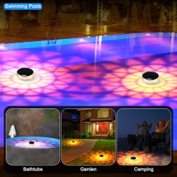 Lumière Piscine Flottante Solaire, 2 Pièce Lampes Solaires Flottantes pour Piscine avec Télécommande, 9 Couleurs et 3 Modes RGB,