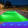 Projecteur Piscine LED PAR56, 30W RGB Lampe Piscine Dimmable Couleur 1200lm, Minuteur 2/4/6H, Ampoule Piscines avec Télécommande