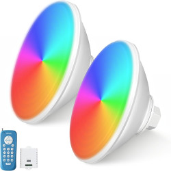 Projecteur Piscine LED PAR56, 30W RGB Lampe Piscine Dimmable Couleur 1200lm, Minuteur 2/4/6H, Ampoule Piscines avec Télécommande