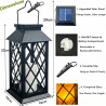 Cozymeow lanterne solaire exterieur 2 pièces verre trempé lanterne exterieur jardin lueur des bougies, étanche lampe solaire pou