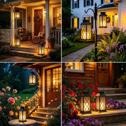 Cozymeow lanterne solaire exterieur 2 pièces verre trempé lanterne exterieur jardin lueur des bougies, étanche lampe solaire pou