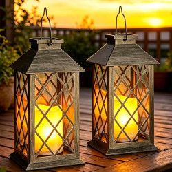 Cozymeow Lanterne Solaire Exterieur 2 PièCes Verre Trempé Lanterne Exterieur Jardin Lueur des Bougies, éTanche Lampe Solaire pou
