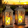 Cozymeow Lanterne Solaire Exterieur 2 PièCes Verre Trempé Lanterne Exterieur Jardin Lueur des Bougies, éTanche Lampe Solaire pou