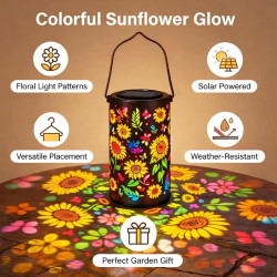 ZVD Lanterne Solaire Exterieur, Lampe Solaire Exterieur Decorative Tournesol, IP65 Étanche, Lampe Solaire Rétro LED en Métal Pou