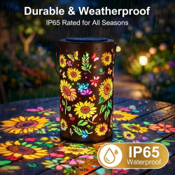 ZVD Lanterne Solaire Exterieur, Lampe Solaire Exterieur Decorative Tournesol, IP65 Étanche, Lampe Solaire Rétro LED en Métal Pou