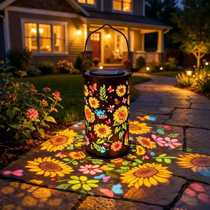 ZVD Lanterne Solaire Exterieur, Lampe Solaire Exterieur Decorative Tournesol, IP65 Étanche, Lampe Solaire Rétro LED en Métal Pou