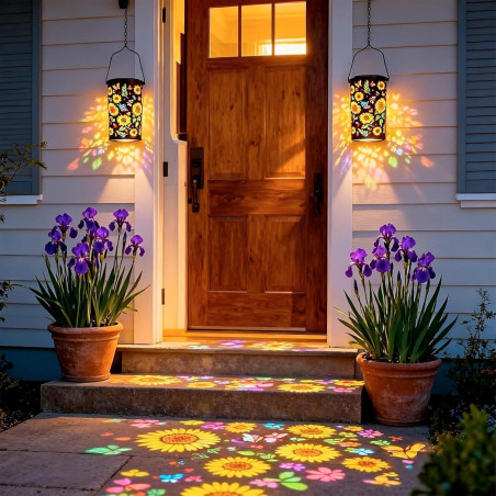 ZVD Lanterne Solaire Exterieur, Lampe Solaire Exterieur Decorative Tournesol, IP65 Étanche, Lampe Solaire Rétro LED en Métal Pou