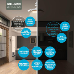 Varin® Ventilateur Plafond avec Lumiere Intelligent, Tuya Wi-Fi, Ø 50 cm, Plafonnier Ventilateur avec 4 Douilles E27 (Sans Ampou