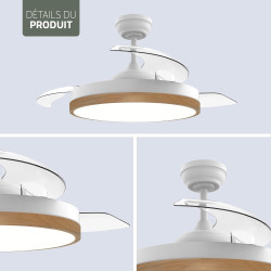 Varin® Ventilateur Plafond avec Lumiere Intelligent, Tuya Wi-Fi, Ø 50 cm, Plafonnier Ventilateur avec 4 Douilles E27 (Sans Ampou