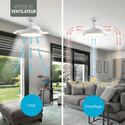 Varin® Ventilateur Plafond avec Lumiere Intelligent, Tuya Wi-Fi, Ø 50 cm, Plafonnier Ventilateur avec 4 Douilles E27 (Sans Ampou