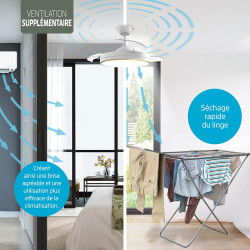 Varin® Ventilateur Plafond avec Lumiere Intelligent, Tuya Wi-Fi, Ø 50 cm, Plafonnier Ventilateur avec 4 Douilles E27 (Sans Ampou