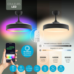 Varin® Ventilateur Plafond avec Lumiere Intelligent, Plafonnier Ventilateur Silencieux pour Chambre, Tuya Wi-Fi, LED 30W RGBW, Ø