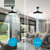 Varin® Ventilateur Plafond avec Lumiere Intelligent, Plafonnier Ventilateur Silencieux pour Chambre, Tuya Wi-Fi, LED 30W RGBW, Ø