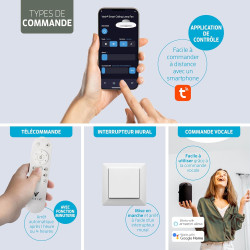 Varin® Ventilateur Plafond avec Lumiere Intelligent, Plafonnier Ventilateur Silencieux pour Chambre, Tuya Wi-Fi, LED 30W RGBW, Ø