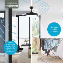 Varin® Ventilateur Plafond avec Lumiere Intelligent, Plafonnier Ventilateur Silencieux pour Chambre, Tuya Wi-Fi, LED 30W RGBW, Ø