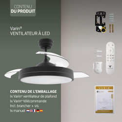 Varin® Ventilateur Plafond avec Lumiere Intelligent, Plafonnier Ventilateur Silencieux pour Chambre, Tuya Wi-Fi, LED 30W RGBW, Ø
