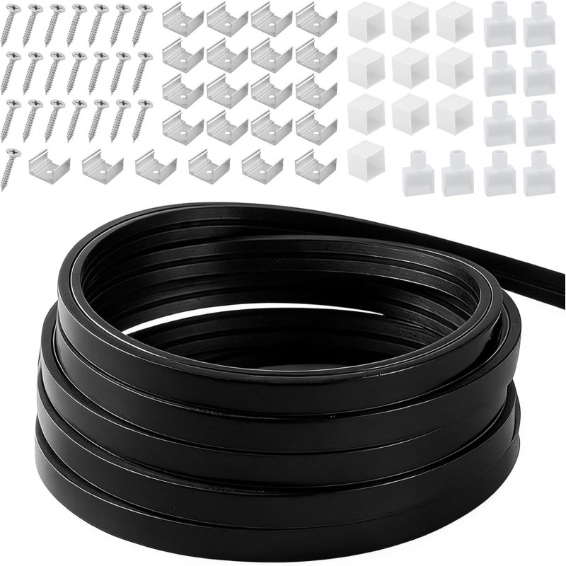 Profil LED en Silicone Flexible,Profilé LED 8m,Profilé LED en Silicone Etanche,Encastré LED pour Panneau Acoustique,Rail LEDs po