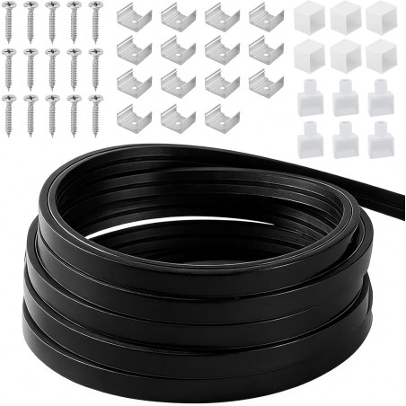 Profil LED en Silicone Flexible,Profilé LED 5m,Profilé LED en Silicone Etanche,Encastré LED pour Panneau Acoustique,Rail LEDs po