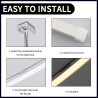Profil LED en Silicone Flexible,Profilé LED 5m,Profilé LED en Silicone Etanche,Encastré LED pour Panneau Acoustique,Rail LEDs po