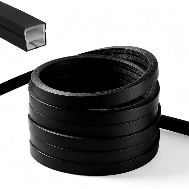 Profil LED en Silicone Flexible,Profilé LED 5m,Profilé LED en Silicone Etanche,Encastré LED pour Panneau Acoustique,Rail LEDs po