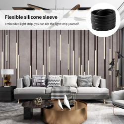Profil LED en Silicone Flexible,Profilé LED 5m,Profilé LED en Silicone Etanche,Encastré LED pour Panneau Acoustique,Rail LEDs po