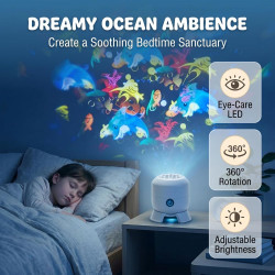 Projecteur LED dynamique rotatif, veilleuse rotative avec socle, rotation à 360 °, océan et flocon de neige, lampe de projection