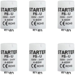 6 Pièces Starter Néon 4-65W, 220-240V Starter Tube Fluorescent 4-65W Démarreur de Remplacement pour Tubes Néon Lampes Fluorescen