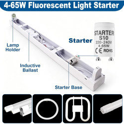 6 Pièces Starter Néon 4-65W, 220-240V Starter Tube Fluorescent 4-65W Démarreur de Remplacement pour Tubes Néon Lampes Fluorescen