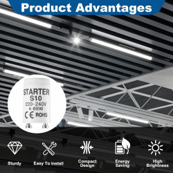 6 Pièces Starter Néon 4-65W, 220-240V Starter Tube Fluorescent 4-65W Démarreur de Remplacement pour Tubes Néon Lampes Fluorescen