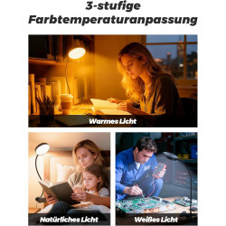 Lampe de lecture pour lit, 10 couleurs + 10 niveaux de luminosité, 500 lm, lampe à pince claire, veilleuse pour enfants, adaptat