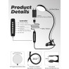 Lampe de lecture pour lit, 10 couleurs + 10 niveaux de luminosité, 500 lm, lampe à pince claire, veilleuse pour enfants, adaptat