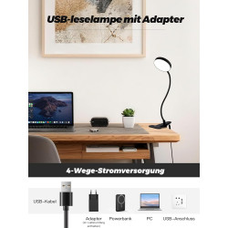Lampe de lecture pour lit, 10 couleurs + 10 niveaux de luminosité, 500 lm, lampe à pince claire, veilleuse pour enfants, adaptat