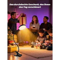 Lampe de lecture pour lit, 10 couleurs + 10 niveaux de luminosité, 500 lm, lampe à pince claire, veilleuse pour enfants, adaptat